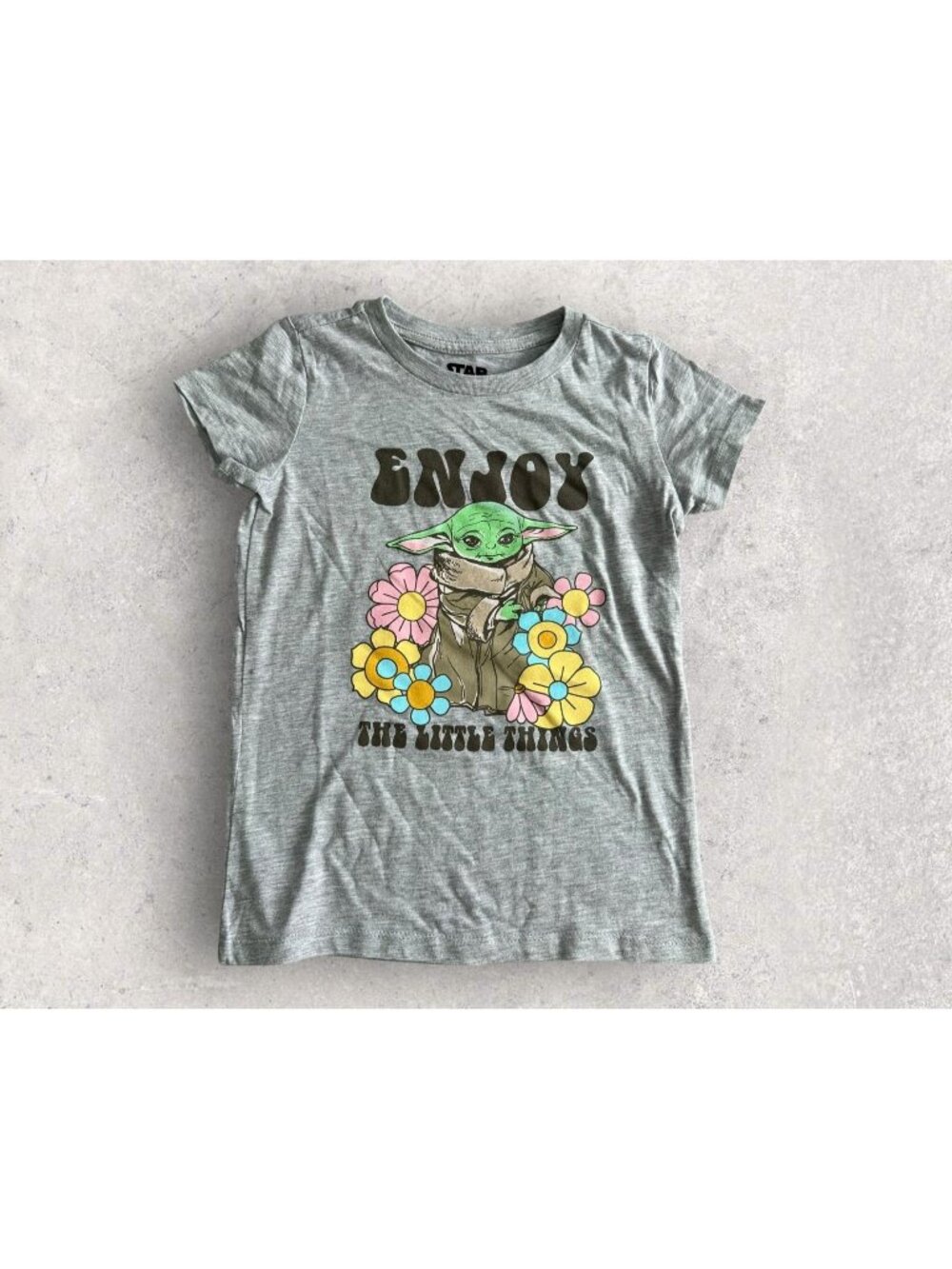 STAR WARS Girls Yoda Enjoy The Little Things Floral T Size Medium (7/8) NEW NWOT